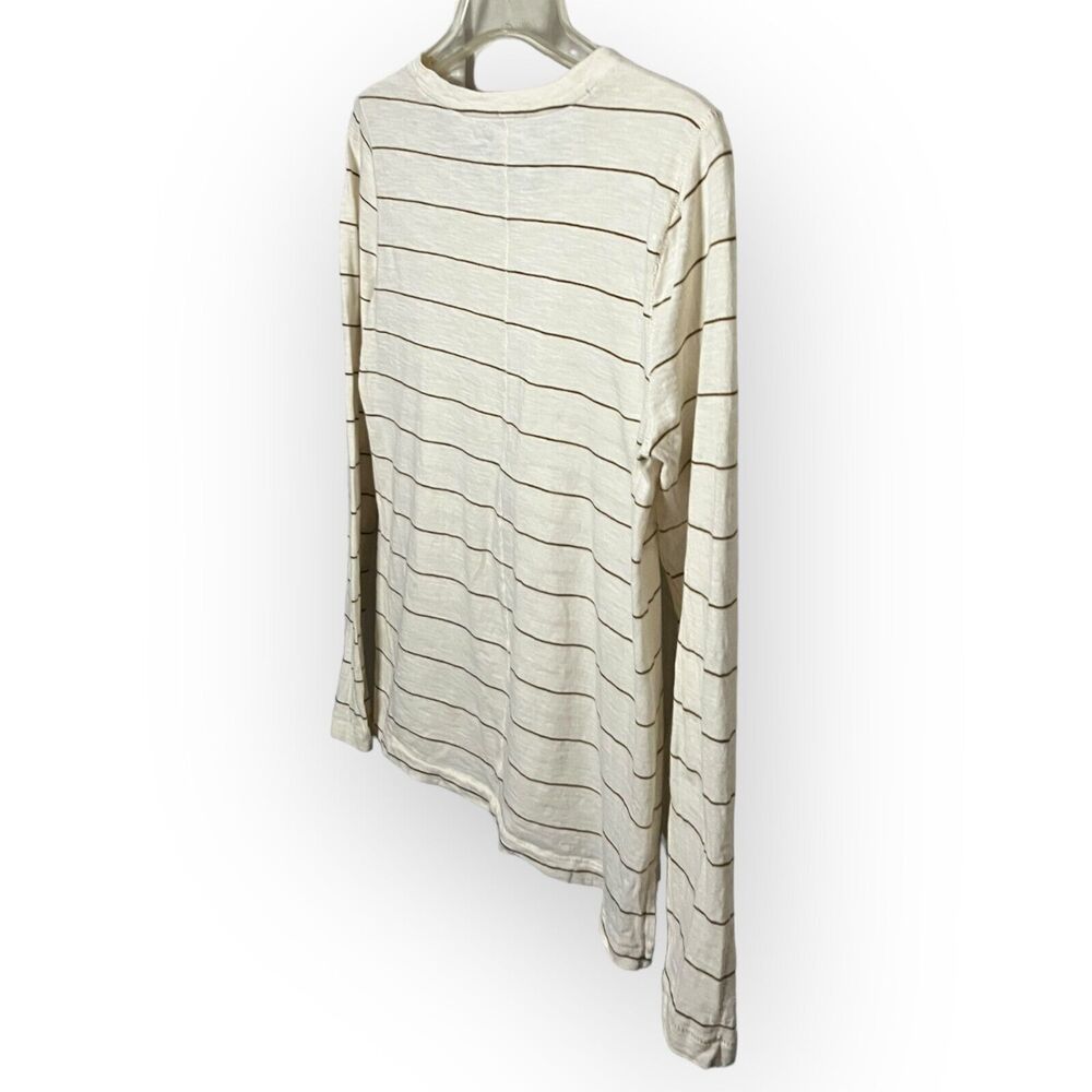 Madewell Cream & Brown Striped Long Sleeve Crew Neck T-Shirt w/Side Vents Sz S - Picture 7 of 11